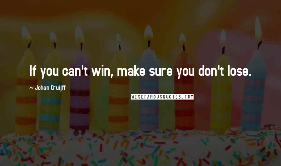 Johan Cruijff Quotes: If you can't win, make sure you don't lose.