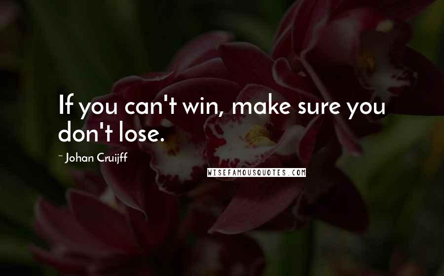 Johan Cruijff Quotes: If you can't win, make sure you don't lose.