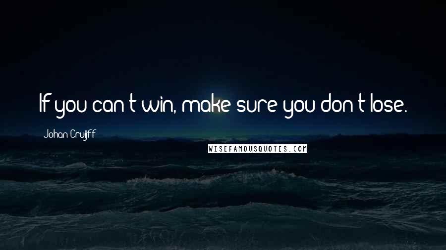 Johan Cruijff Quotes: If you can't win, make sure you don't lose.