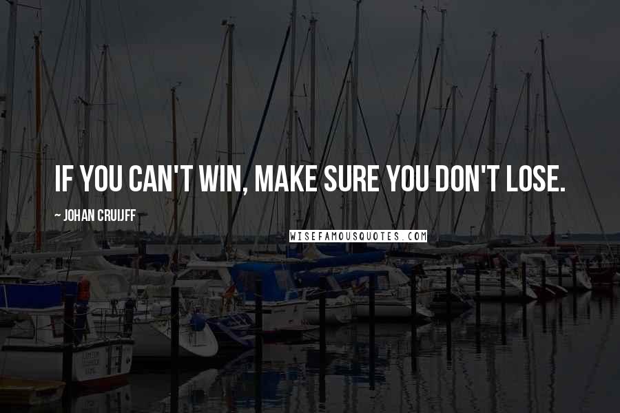 Johan Cruijff Quotes: If you can't win, make sure you don't lose.