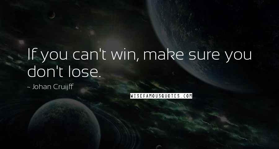 Johan Cruijff Quotes: If you can't win, make sure you don't lose.