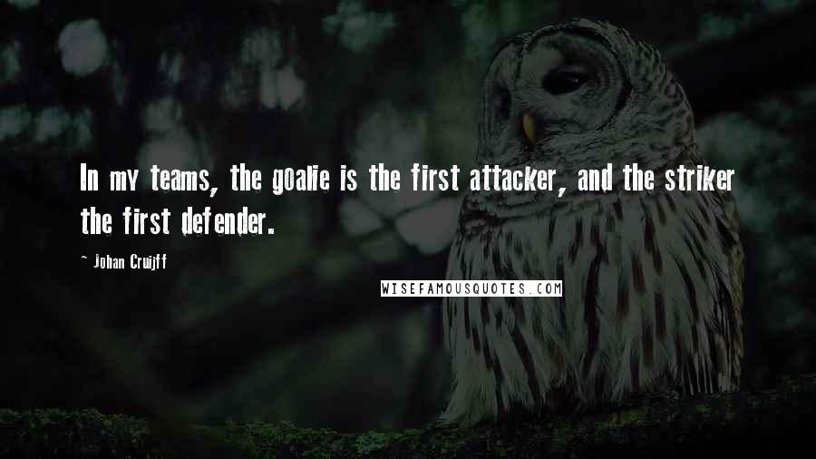 Johan Cruijff Quotes: In my teams, the goalie is the first attacker, and the striker the first defender.