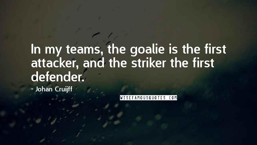 Johan Cruijff Quotes: In my teams, the goalie is the first attacker, and the striker the first defender.