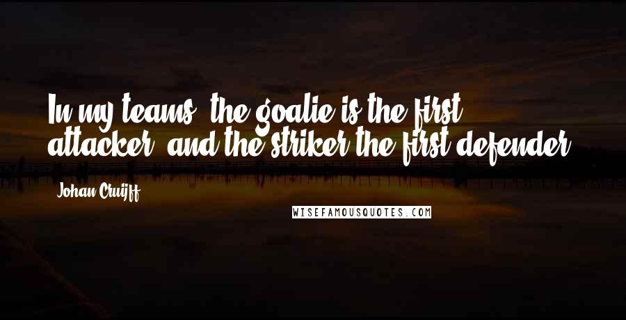 Johan Cruijff Quotes: In my teams, the goalie is the first attacker, and the striker the first defender.