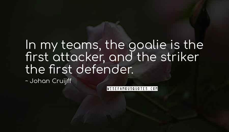 Johan Cruijff Quotes: In my teams, the goalie is the first attacker, and the striker the first defender.