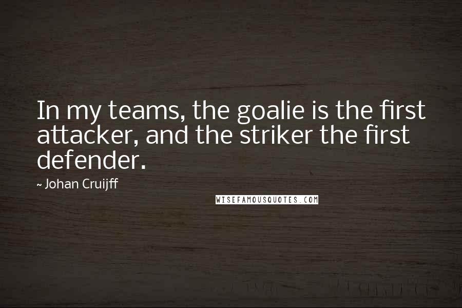 Johan Cruijff Quotes: In my teams, the goalie is the first attacker, and the striker the first defender.