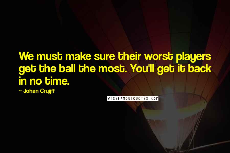 Johan Cruijff Quotes: We must make sure their worst players get the ball the most. You'll get it back in no time.