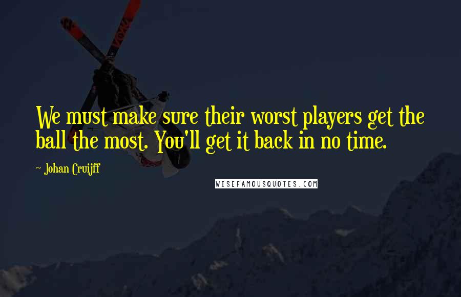 Johan Cruijff Quotes: We must make sure their worst players get the ball the most. You'll get it back in no time.