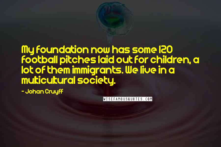Johan Cruyff Quotes: My foundation now has some 120 football pitches laid out for children, a lot of them immigrants. We live in a multicultural society.