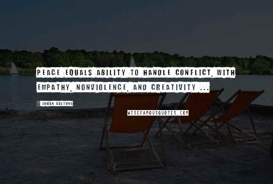 Johan Galtung Quotes: Peace equals ability to handle conflict, with empathy, nonviolence, and creativity ...