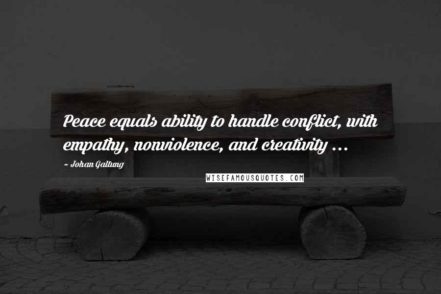 Johan Galtung Quotes: Peace equals ability to handle conflict, with empathy, nonviolence, and creativity ...