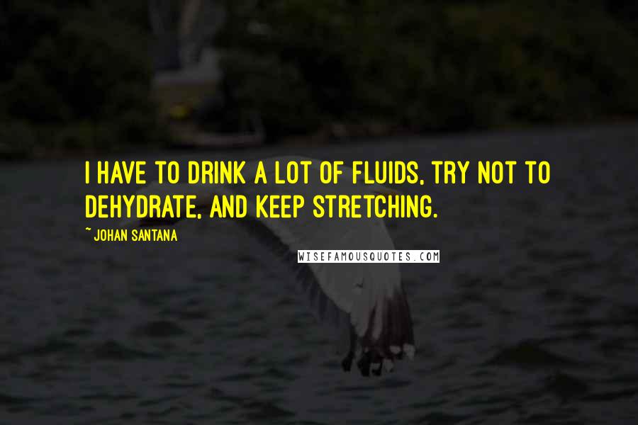 Johan Santana Quotes: I have to drink a lot of fluids, try not to dehydrate, and keep stretching.