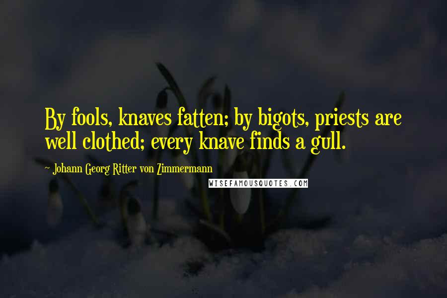 Johann Georg Ritter Von Zimmermann Quotes: By fools, knaves fatten; by bigots, priests are well clothed; every knave finds a gull.