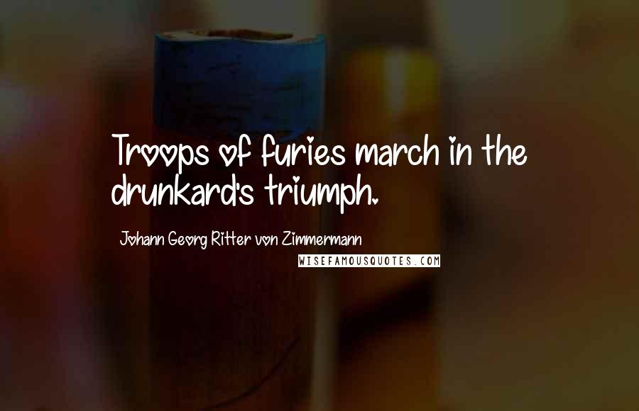 Johann Georg Ritter Von Zimmermann Quotes: Troops of furies march in the drunkard's triumph.