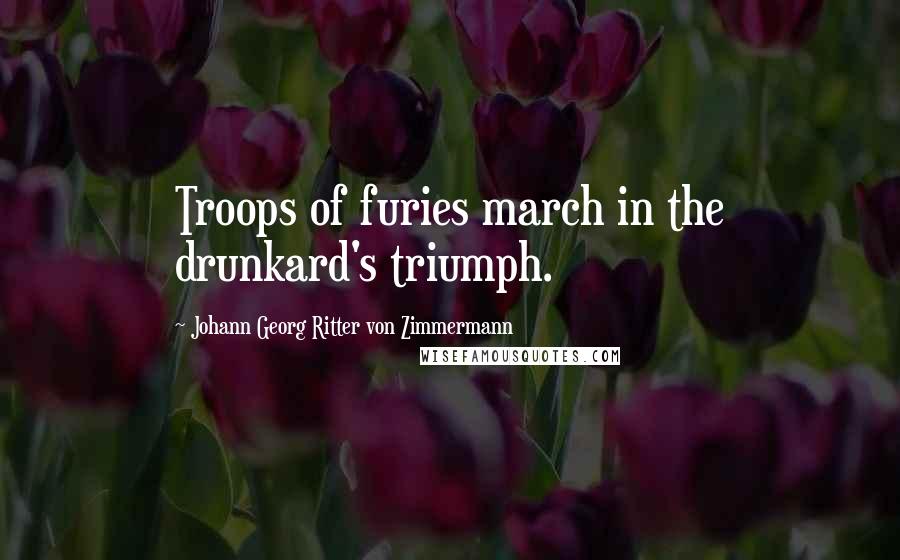 Johann Georg Ritter Von Zimmermann Quotes: Troops of furies march in the drunkard's triumph.