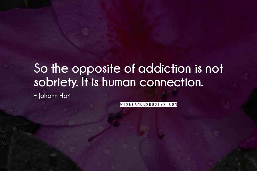 Johann Hari Quotes: So the opposite of addiction is not sobriety. It is human connection.