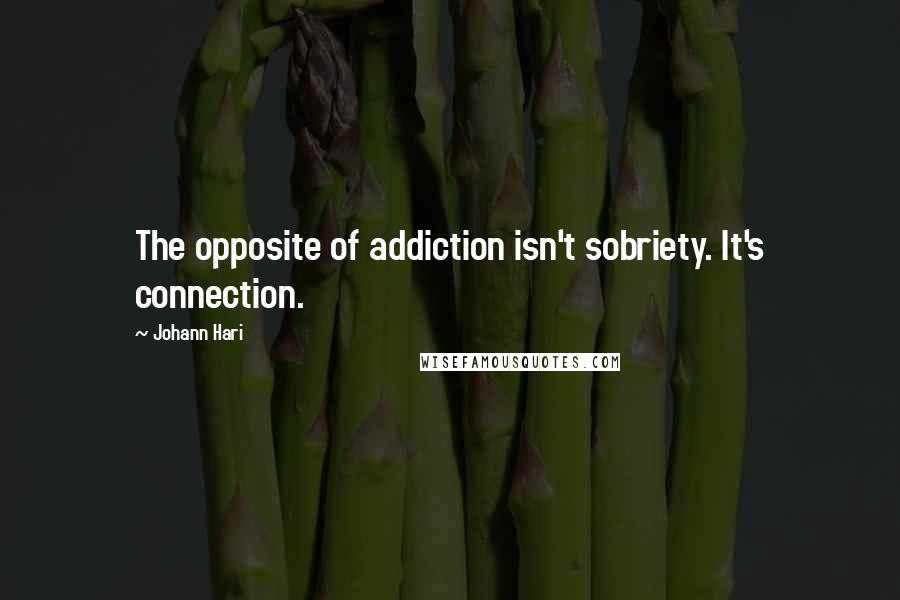 Johann Hari Quotes: The opposite of addiction isn't sobriety. It's connection.