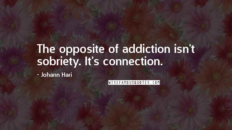 Johann Hari Quotes: The opposite of addiction isn't sobriety. It's connection.