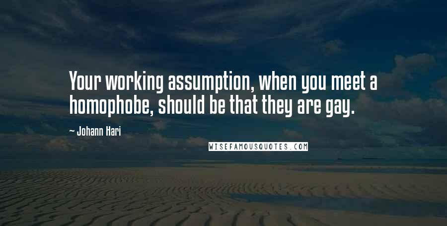 Johann Hari Quotes: Your working assumption, when you meet a homophobe, should be that they are gay.