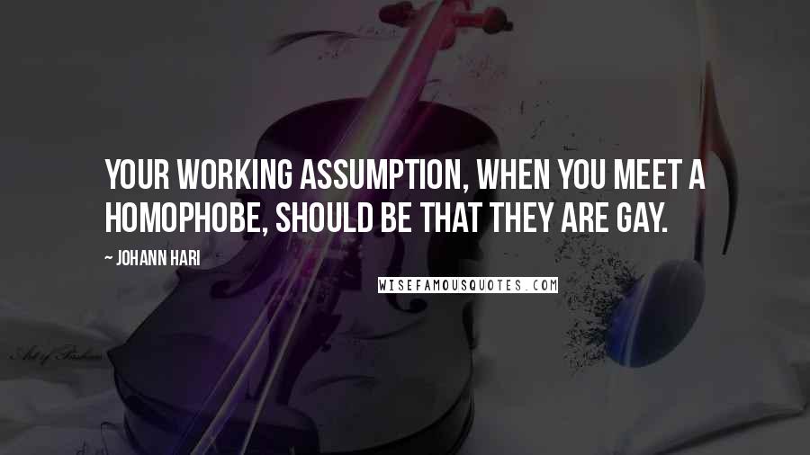 Johann Hari Quotes: Your working assumption, when you meet a homophobe, should be that they are gay.