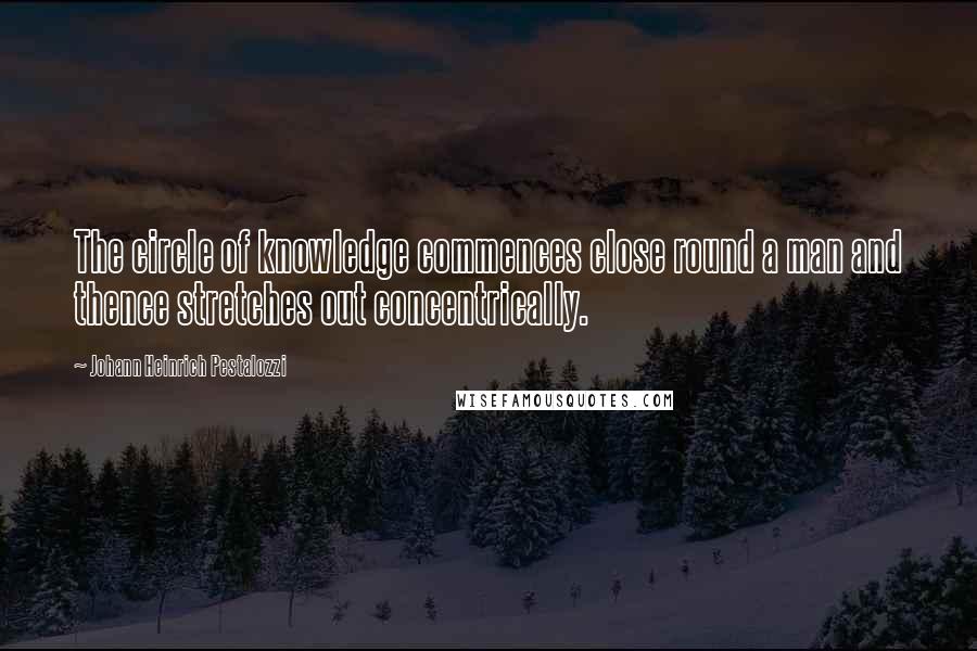 Johann Heinrich Pestalozzi Quotes: The circle of knowledge commences close round a man and thence stretches out concentrically.