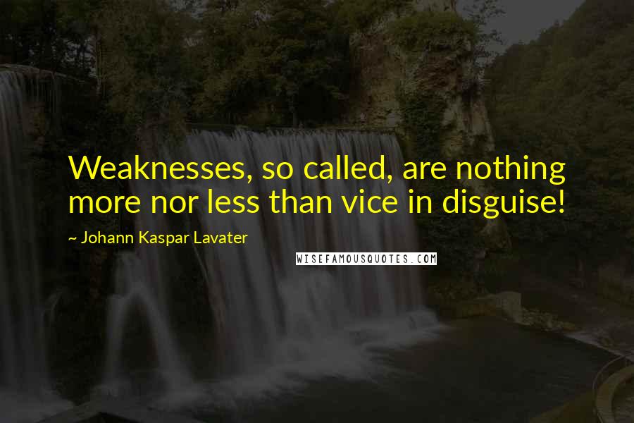 Johann Kaspar Lavater Quotes: Weaknesses, so called, are nothing more nor less than vice in disguise!