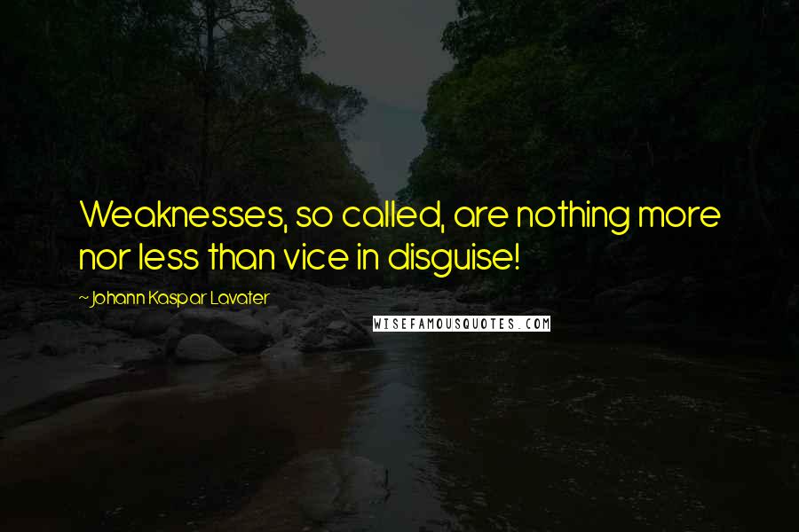 Johann Kaspar Lavater Quotes: Weaknesses, so called, are nothing more nor less than vice in disguise!