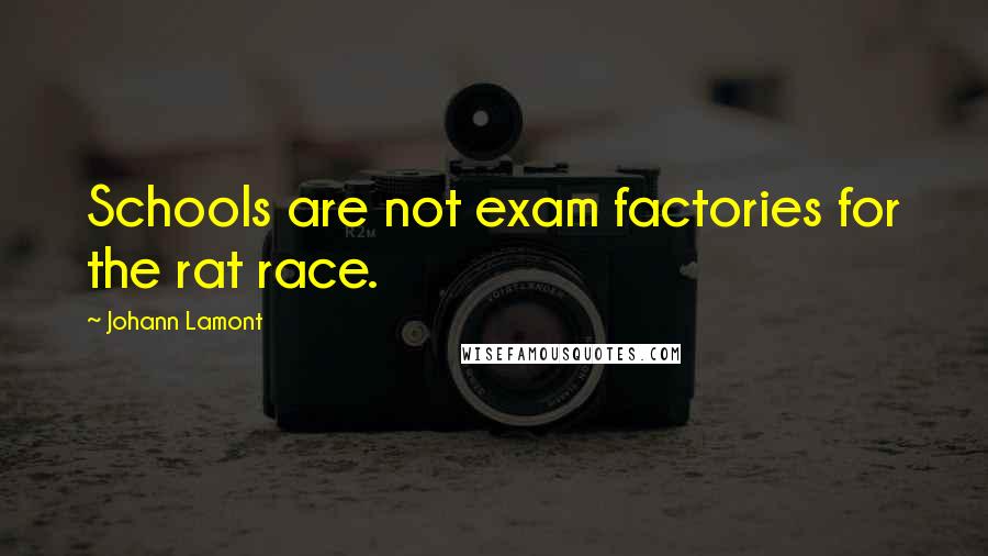 Johann Lamont Quotes: Schools are not exam factories for the rat race.
