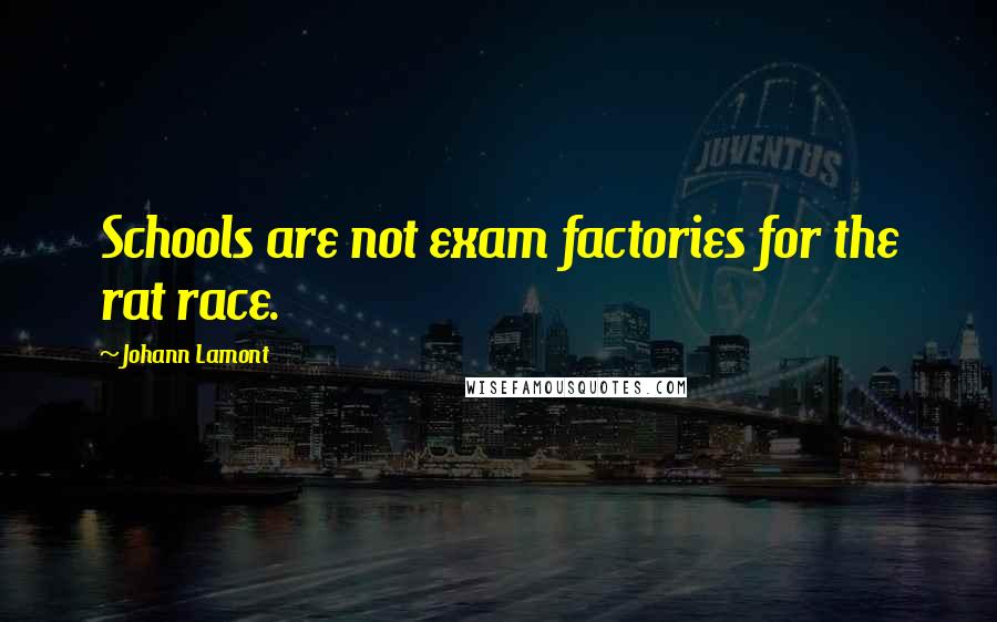 Johann Lamont Quotes: Schools are not exam factories for the rat race.