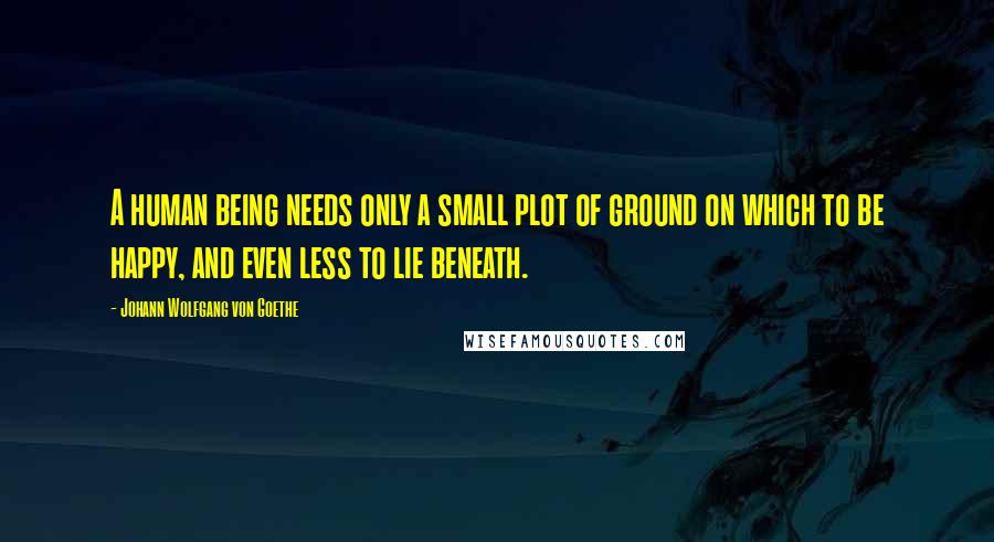 Johann Wolfgang Von Goethe Quotes: A human being needs only a small plot of ground on which to be happy, and even less to lie beneath.