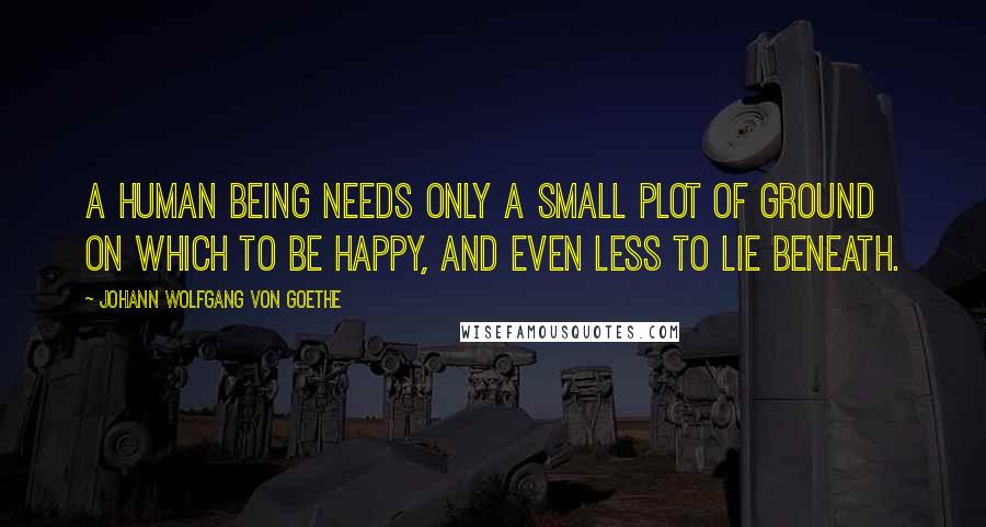 Johann Wolfgang Von Goethe Quotes: A human being needs only a small plot of ground on which to be happy, and even less to lie beneath.