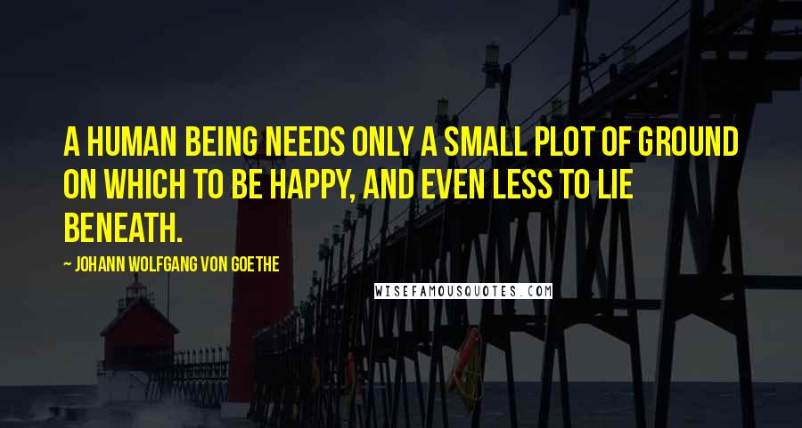 Johann Wolfgang Von Goethe Quotes: A human being needs only a small plot of ground on which to be happy, and even less to lie beneath.