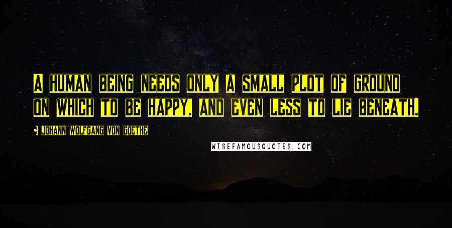 Johann Wolfgang Von Goethe Quotes: A human being needs only a small plot of ground on which to be happy, and even less to lie beneath.