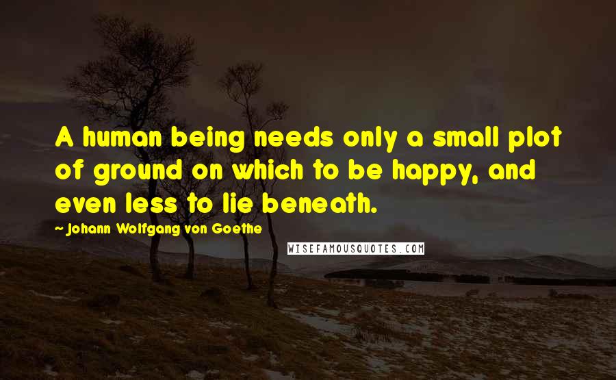 Johann Wolfgang Von Goethe Quotes: A human being needs only a small plot of ground on which to be happy, and even less to lie beneath.