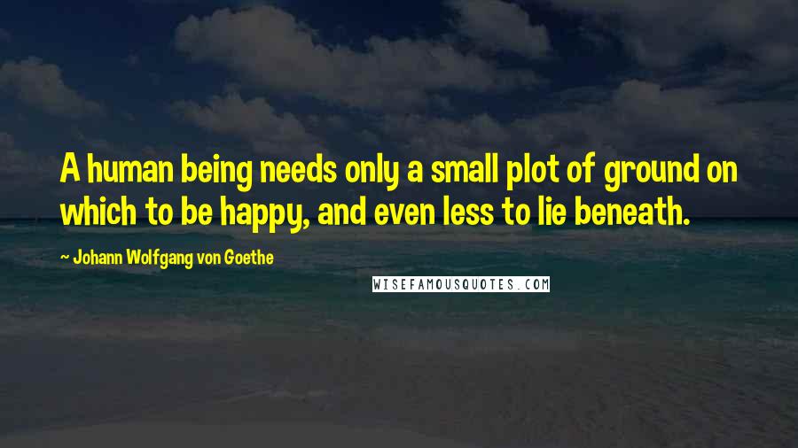 Johann Wolfgang Von Goethe Quotes: A human being needs only a small plot of ground on which to be happy, and even less to lie beneath.