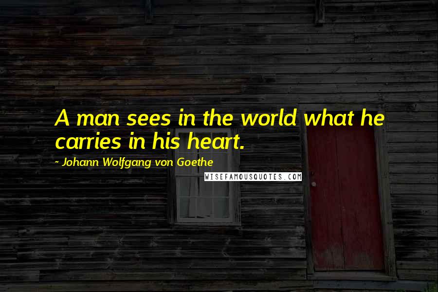 Johann Wolfgang Von Goethe Quotes: A man sees in the world what he carries in his heart.