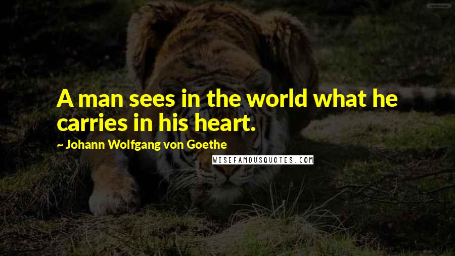 Johann Wolfgang Von Goethe Quotes: A man sees in the world what he carries in his heart.