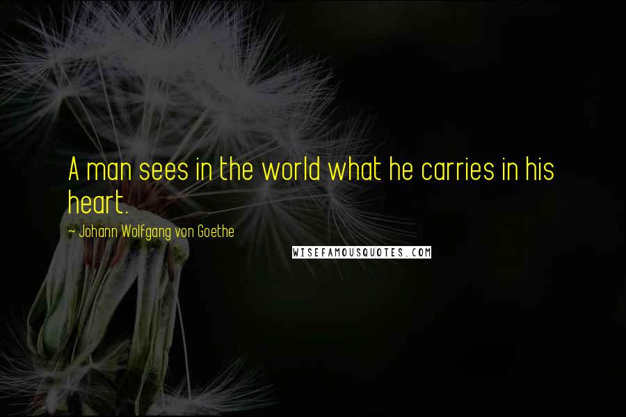 Johann Wolfgang Von Goethe Quotes: A man sees in the world what he carries in his heart.