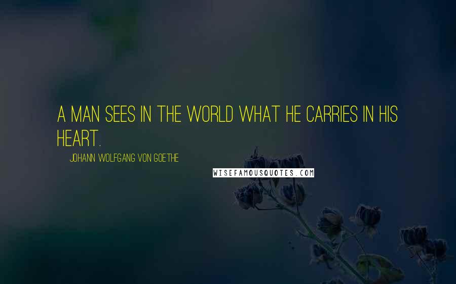 Johann Wolfgang Von Goethe Quotes: A man sees in the world what he carries in his heart.