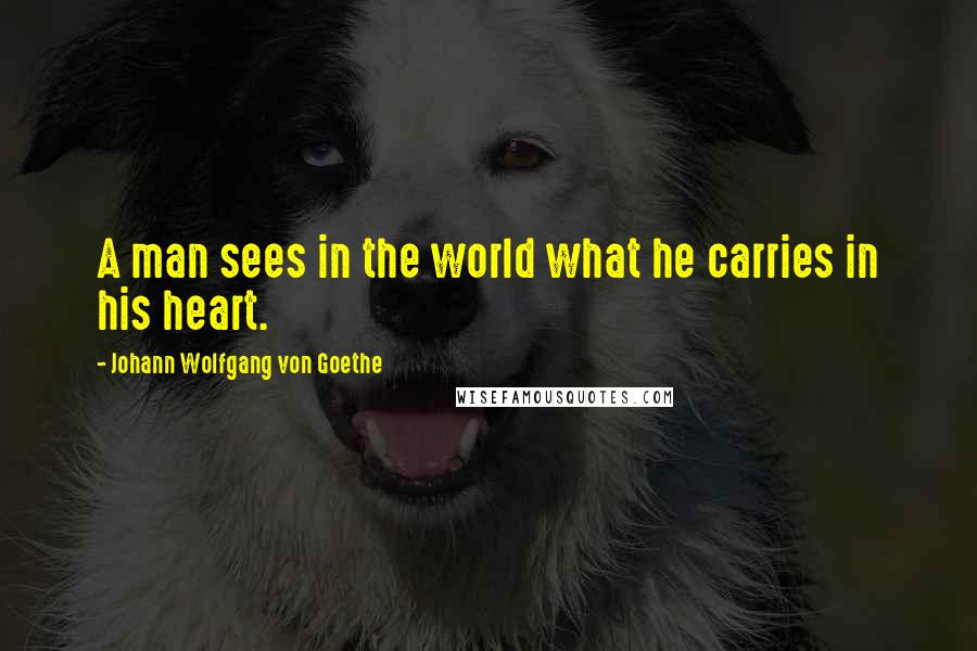 Johann Wolfgang Von Goethe Quotes: A man sees in the world what he carries in his heart.