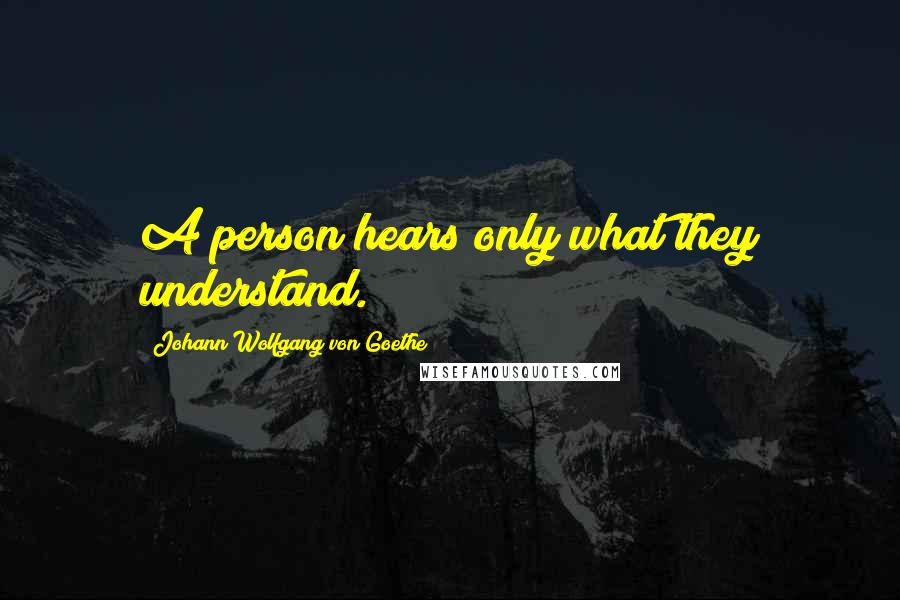 Johann Wolfgang Von Goethe Quotes: A person hears only what they understand.