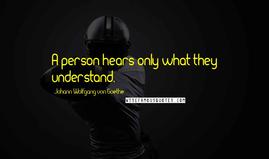 Johann Wolfgang Von Goethe Quotes: A person hears only what they understand.