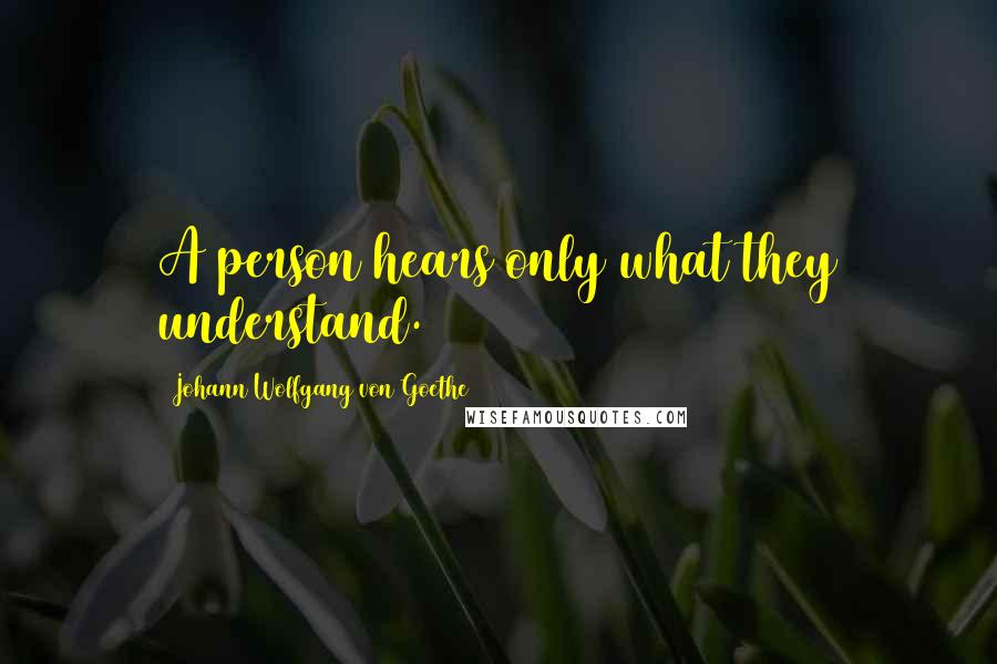 Johann Wolfgang Von Goethe Quotes: A person hears only what they understand.