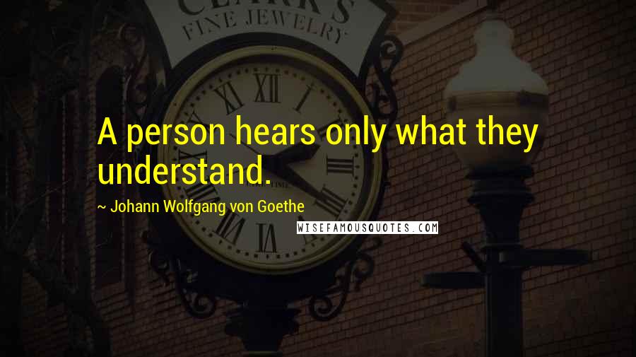 Johann Wolfgang Von Goethe Quotes: A person hears only what they understand.