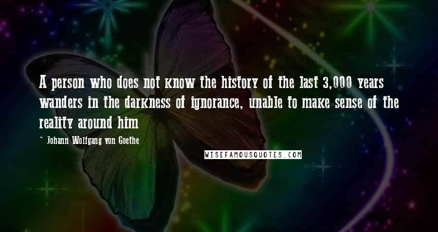 Johann Wolfgang Von Goethe Quotes: A person who does not know the history of the last 3,000 years wanders in the darkness of ignorance, unable to make sense of the reality around him