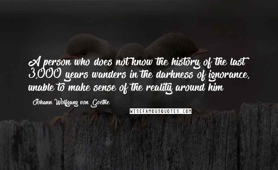 Johann Wolfgang Von Goethe Quotes: A person who does not know the history of the last 3,000 years wanders in the darkness of ignorance, unable to make sense of the reality around him