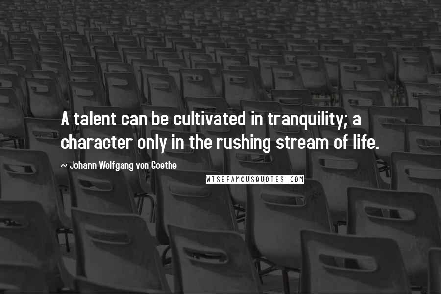 Johann Wolfgang Von Goethe Quotes: A talent can be cultivated in tranquility; a character only in the rushing stream of life.