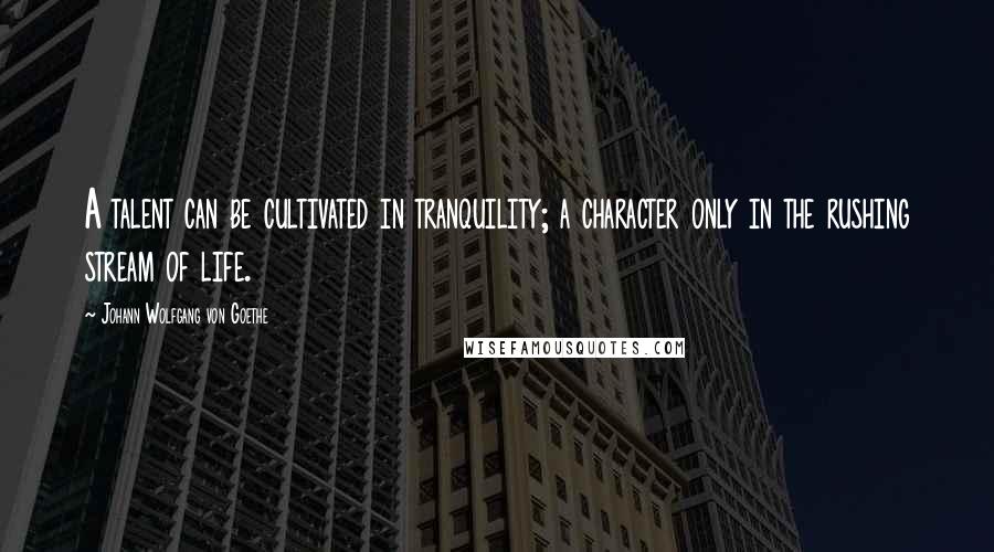 Johann Wolfgang Von Goethe Quotes: A talent can be cultivated in tranquility; a character only in the rushing stream of life.