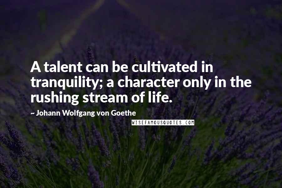 Johann Wolfgang Von Goethe Quotes: A talent can be cultivated in tranquility; a character only in the rushing stream of life.