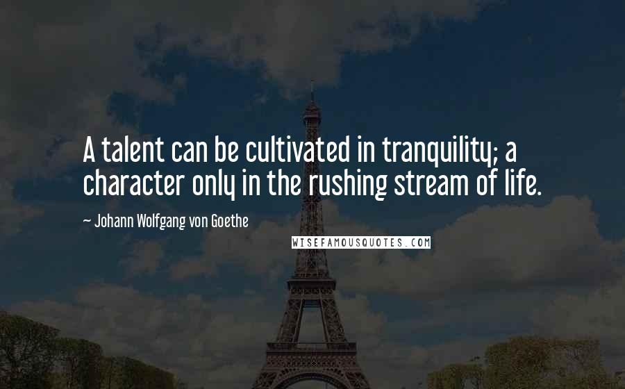 Johann Wolfgang Von Goethe Quotes: A talent can be cultivated in tranquility; a character only in the rushing stream of life.